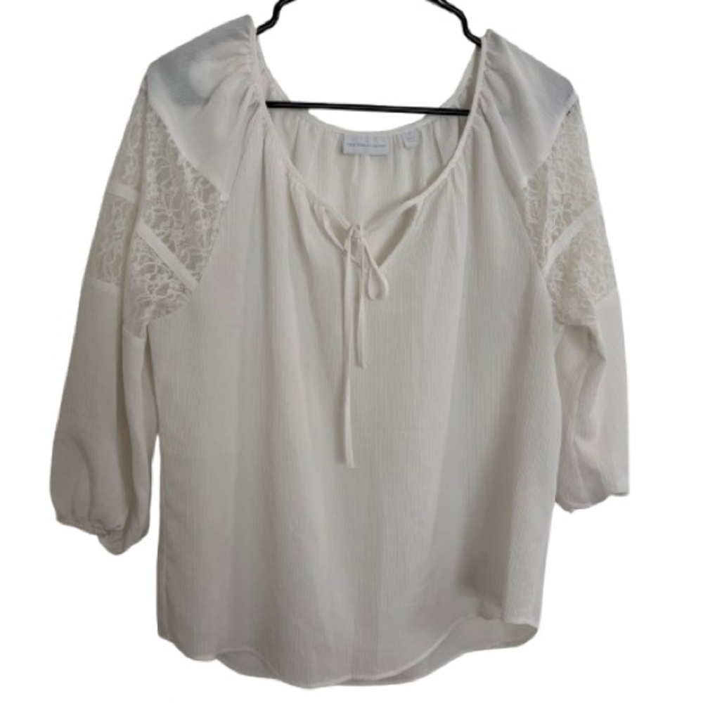 New York & Company Elegant White Lace Women's Top |‎ Sz M